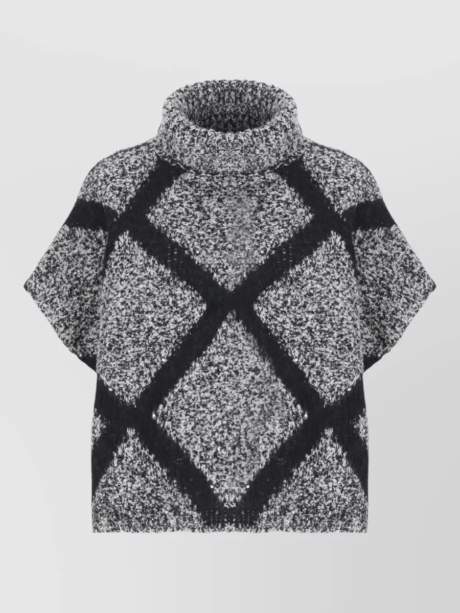 Panicale Alpaca Wool Cashmere Paillettes Poncho