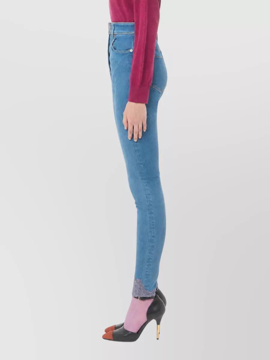 Valentino Floral-Lace Skinny Denim Jeans