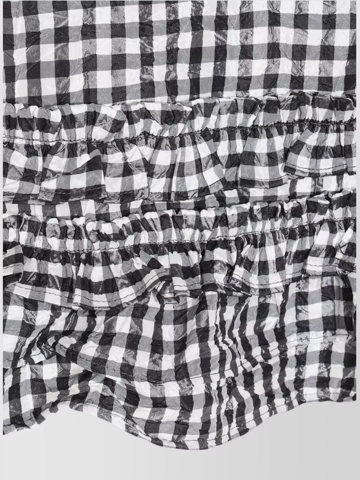 Ganni Sleeveless Checkered Ruffle Bow Tie Top
