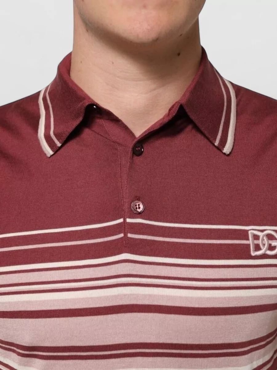 Dolce&Gabbana Silk Striped Polo Shirt