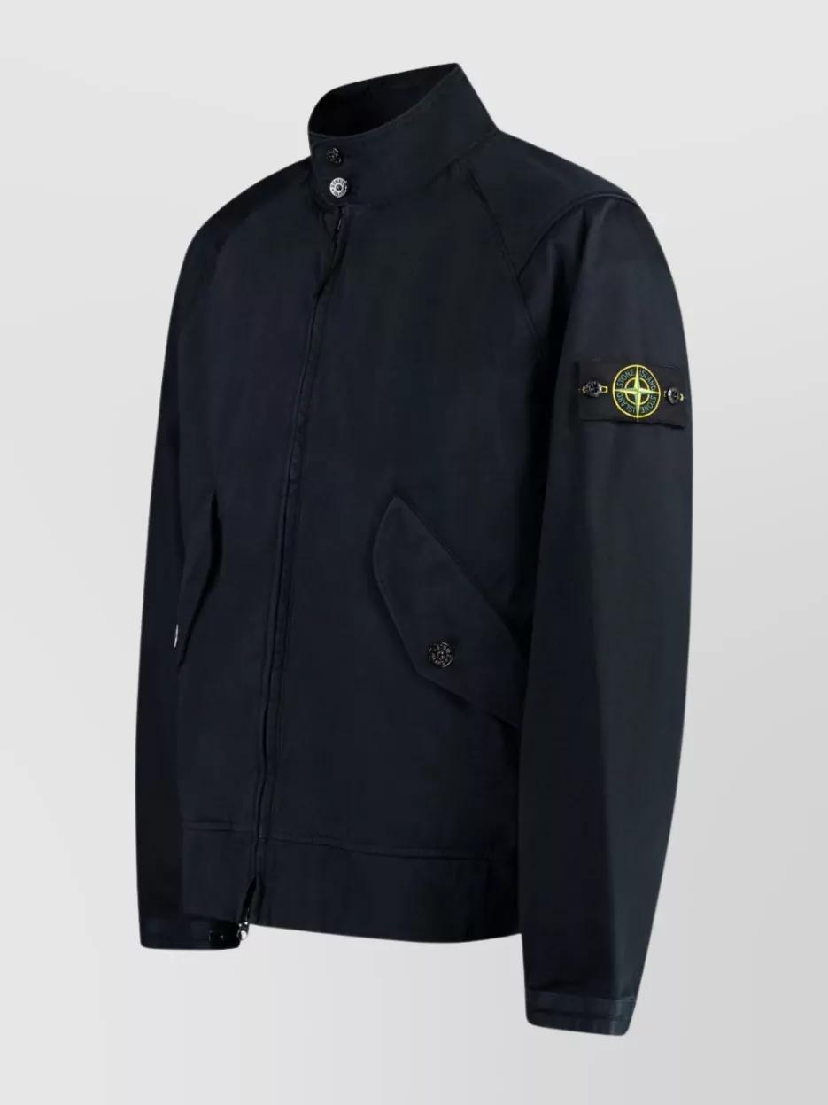 Stone Island Cotton Jacket With Zip And Pockets