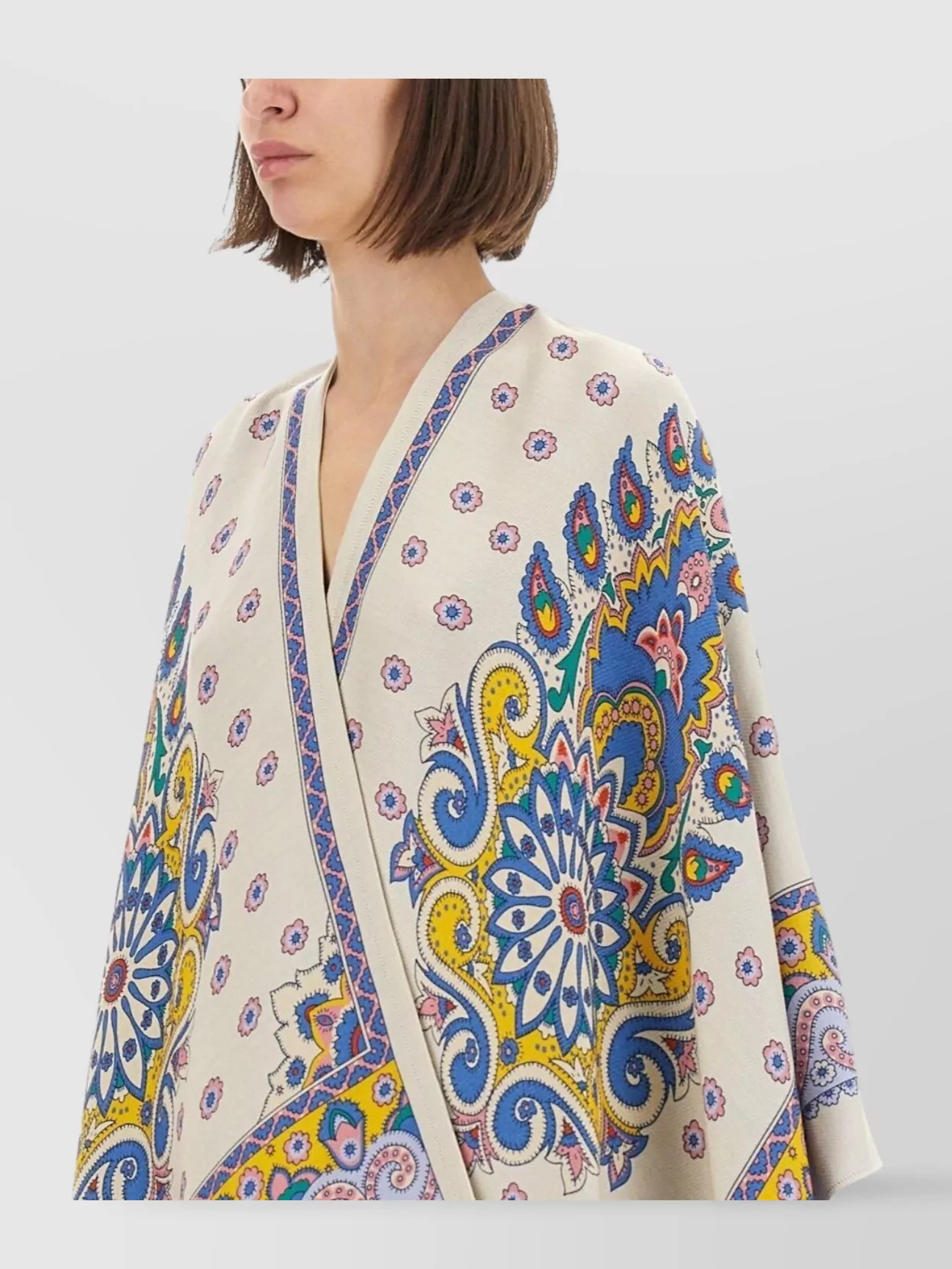 Etro Draped Daisy Cape Wide Sleeves
