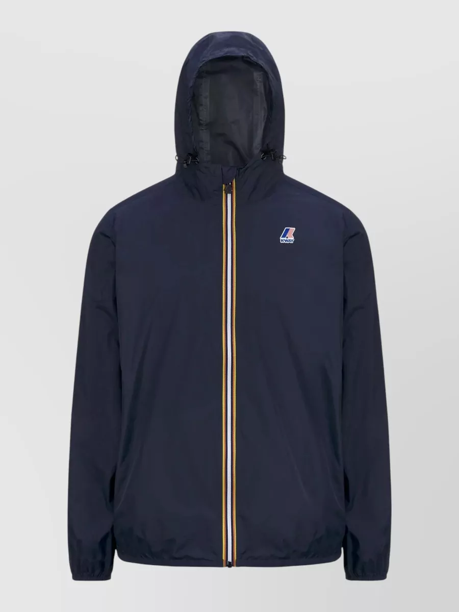 K-way Claude Hood Jacket Elastic Cuffs Packable In Blue
