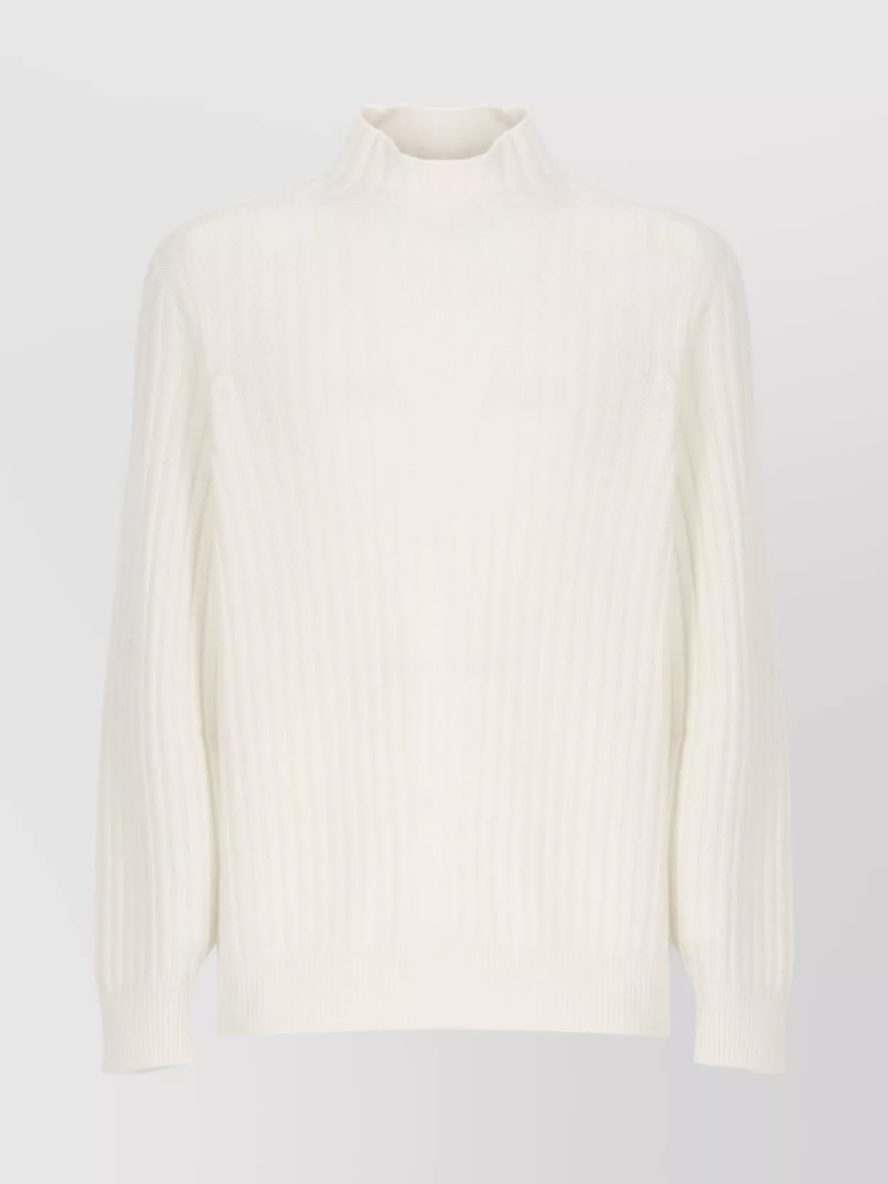 Brunello Cucinelli Ribbed Texture High Neck Sweater In White