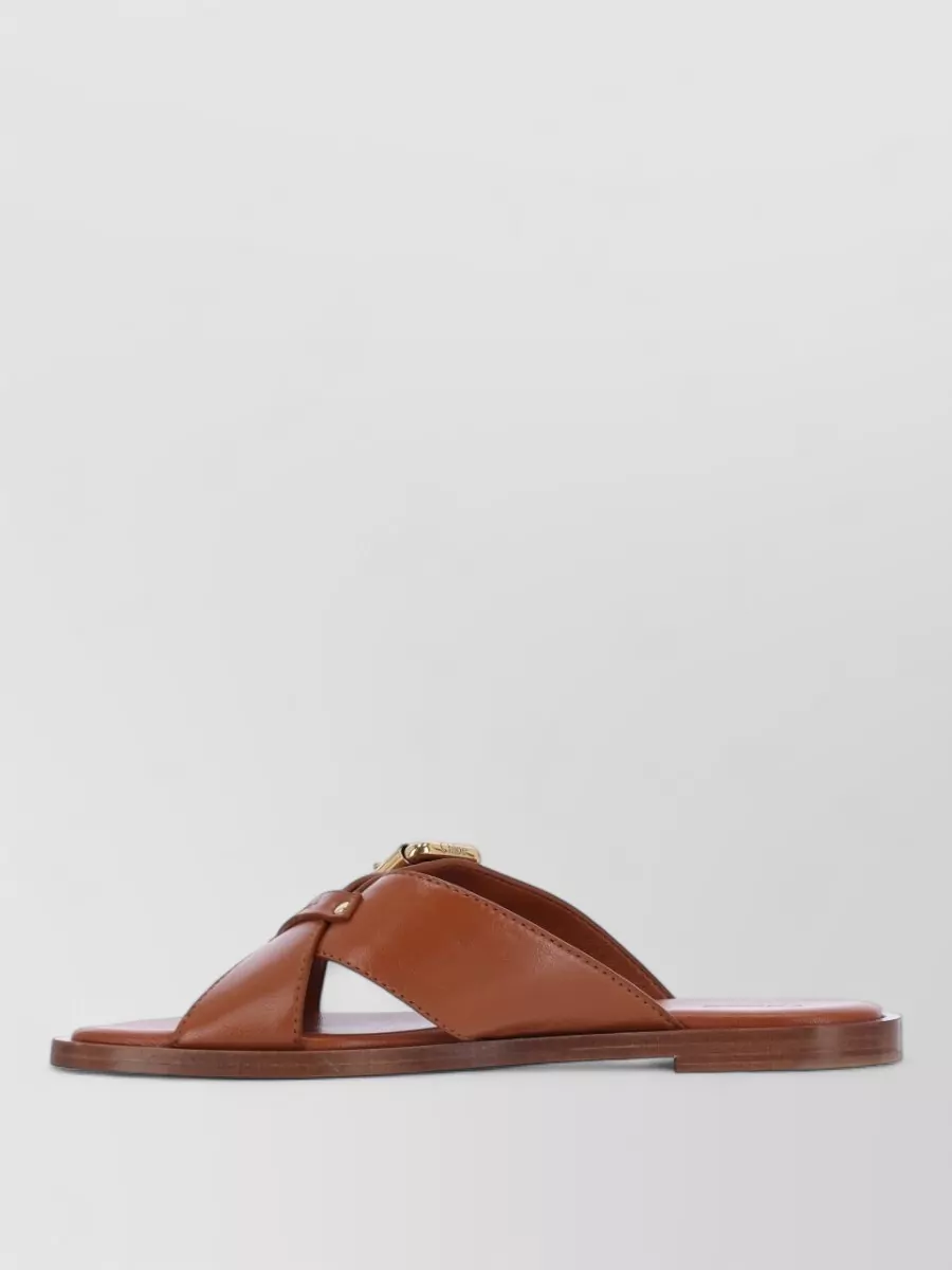 Chloé Sandals Open Toe Flat Sole Buckle Detail