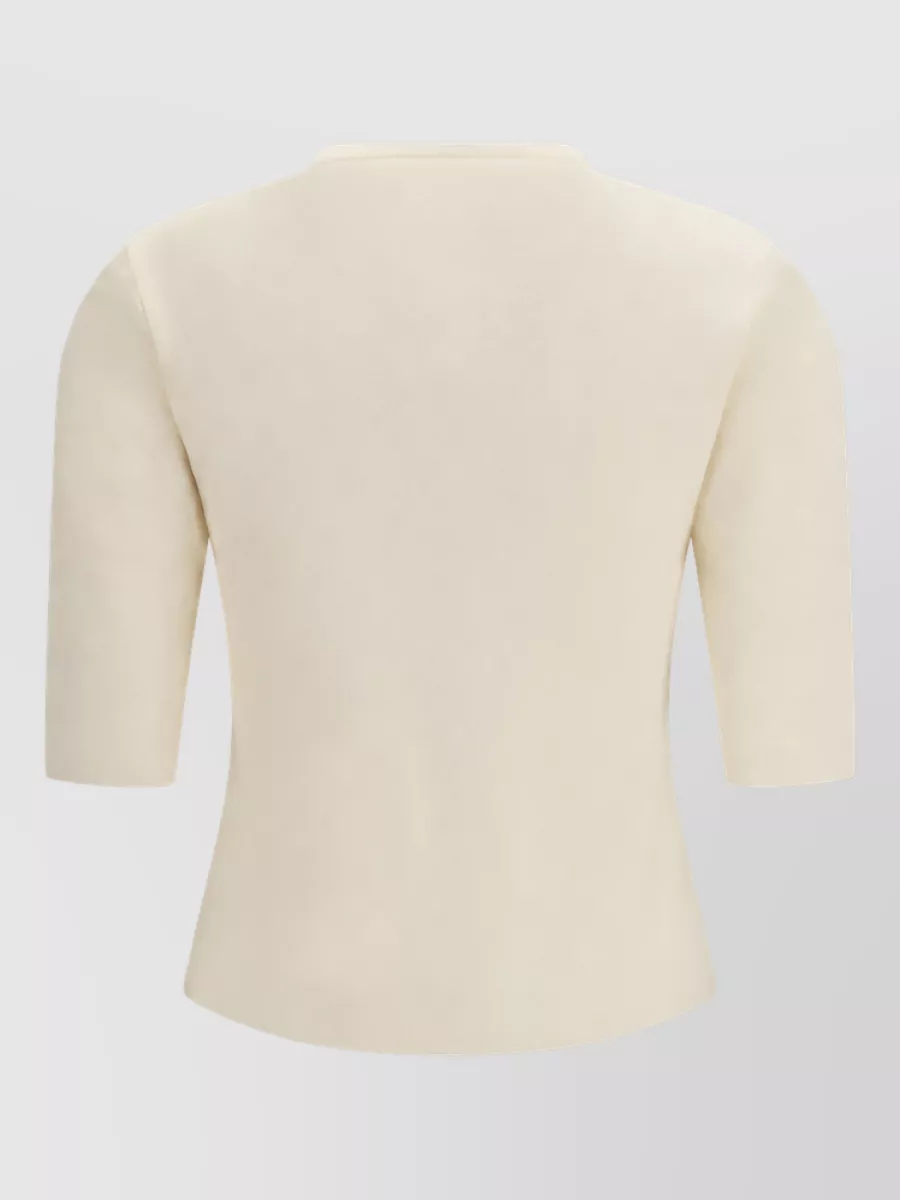 Max Mara Ribbed Crew-Neck Three-Quarter-Sleeve Knitted Top