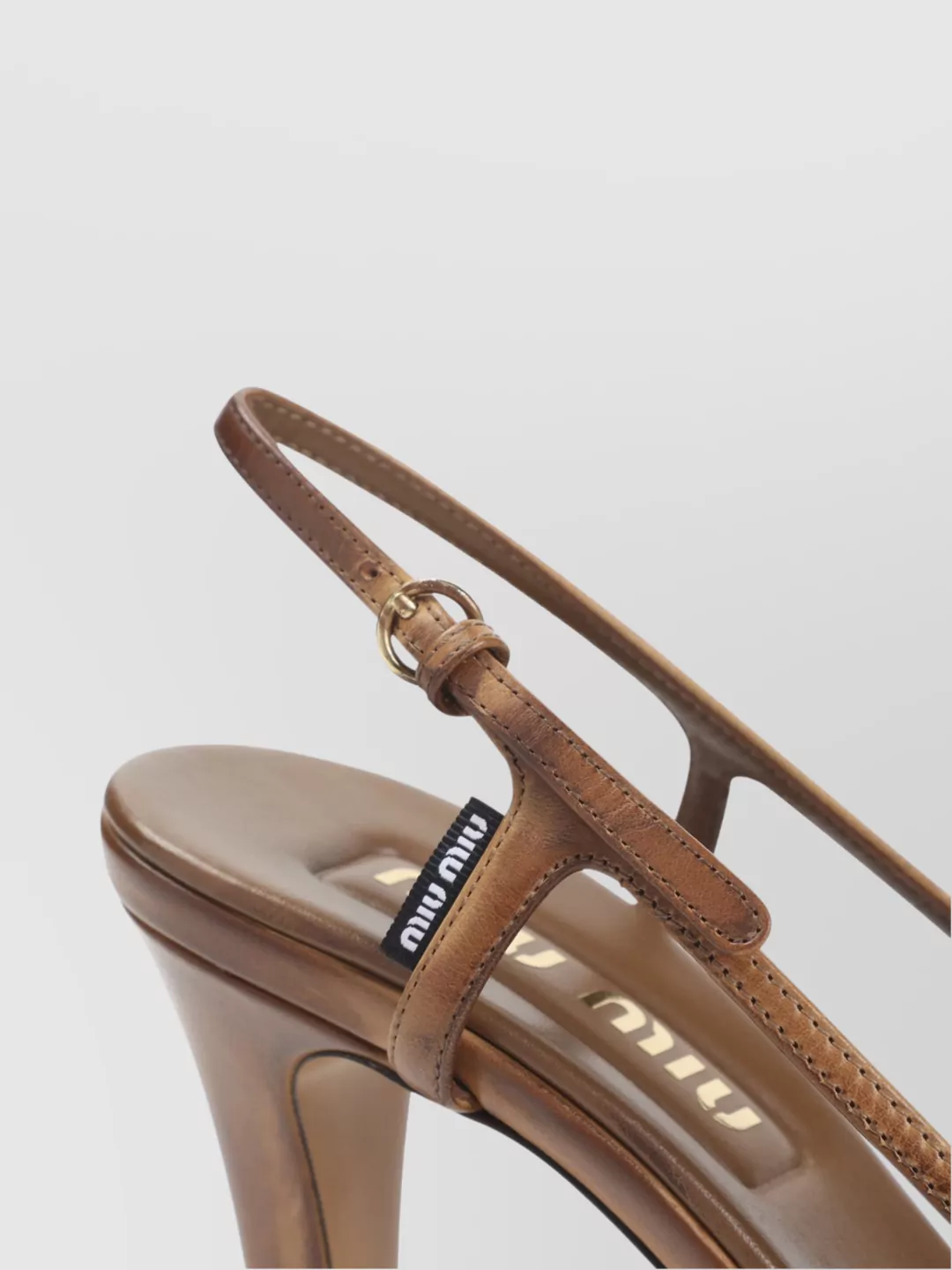 Miu Miu Leather Open Toe Sandals With Buckle Detail In Brown