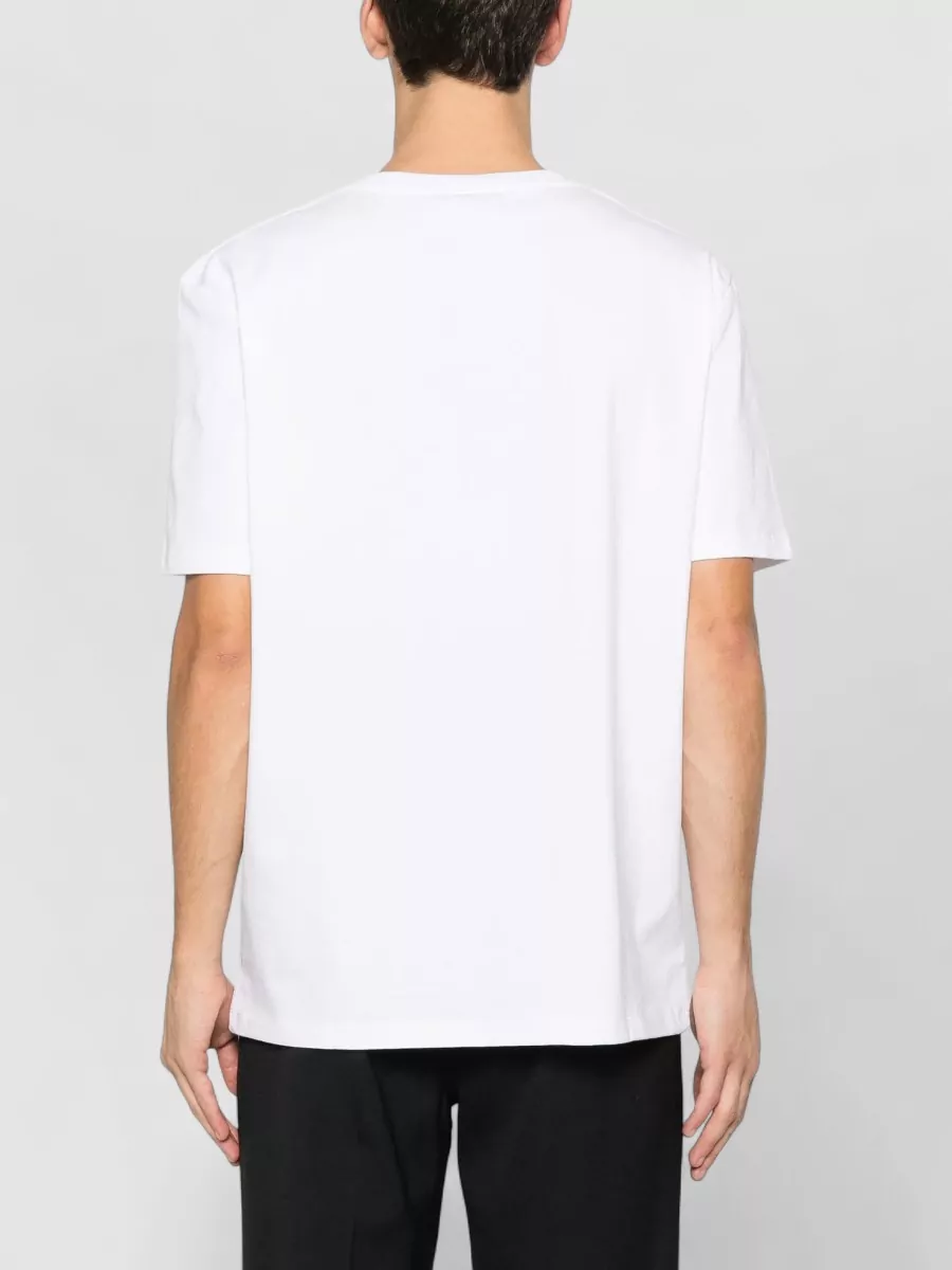 Balmain Letter Logo Flock Print Short Sleeve T Shirt