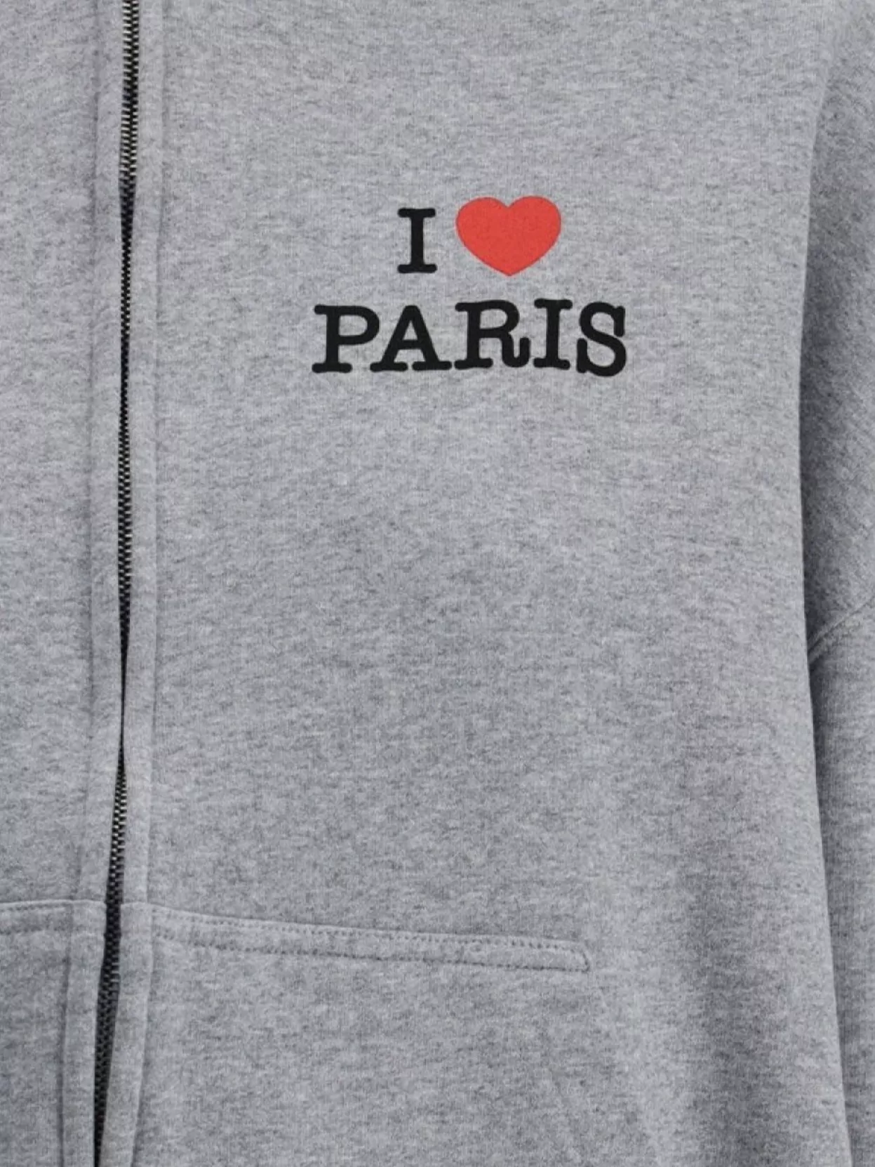 Balenciaga Grey Zip-up Sweatshirt I Love Paris Women