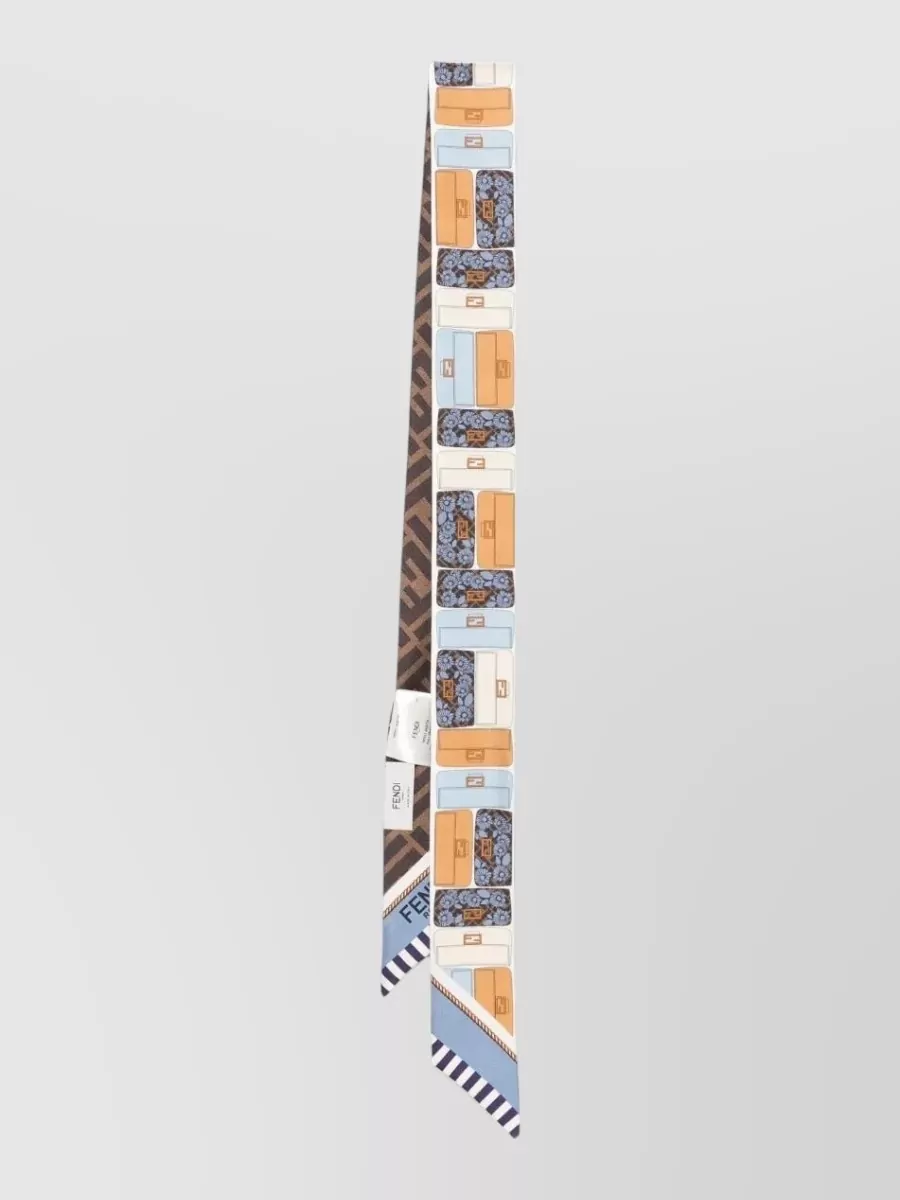 Fendi Two-sided Silk Scarf With Floral And Geometric Design