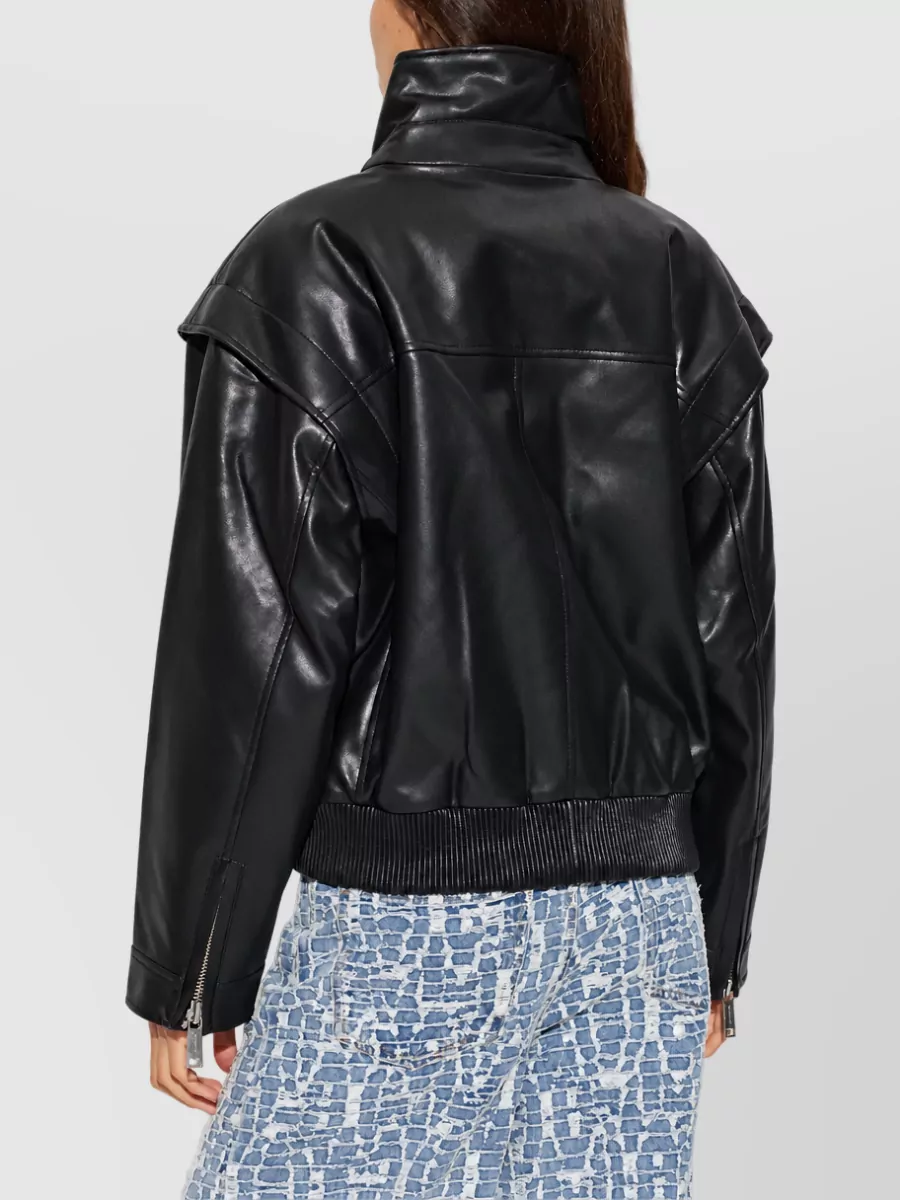 Self-Portrait Leather Bomber Jacket