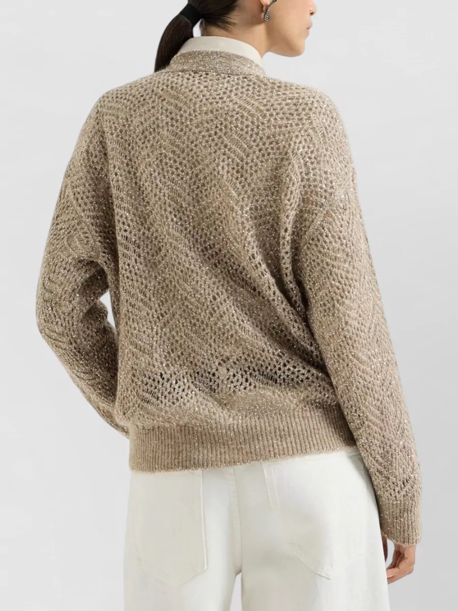 Brunello Cucinelli Ribbed V-Neck Mohair Cardigan