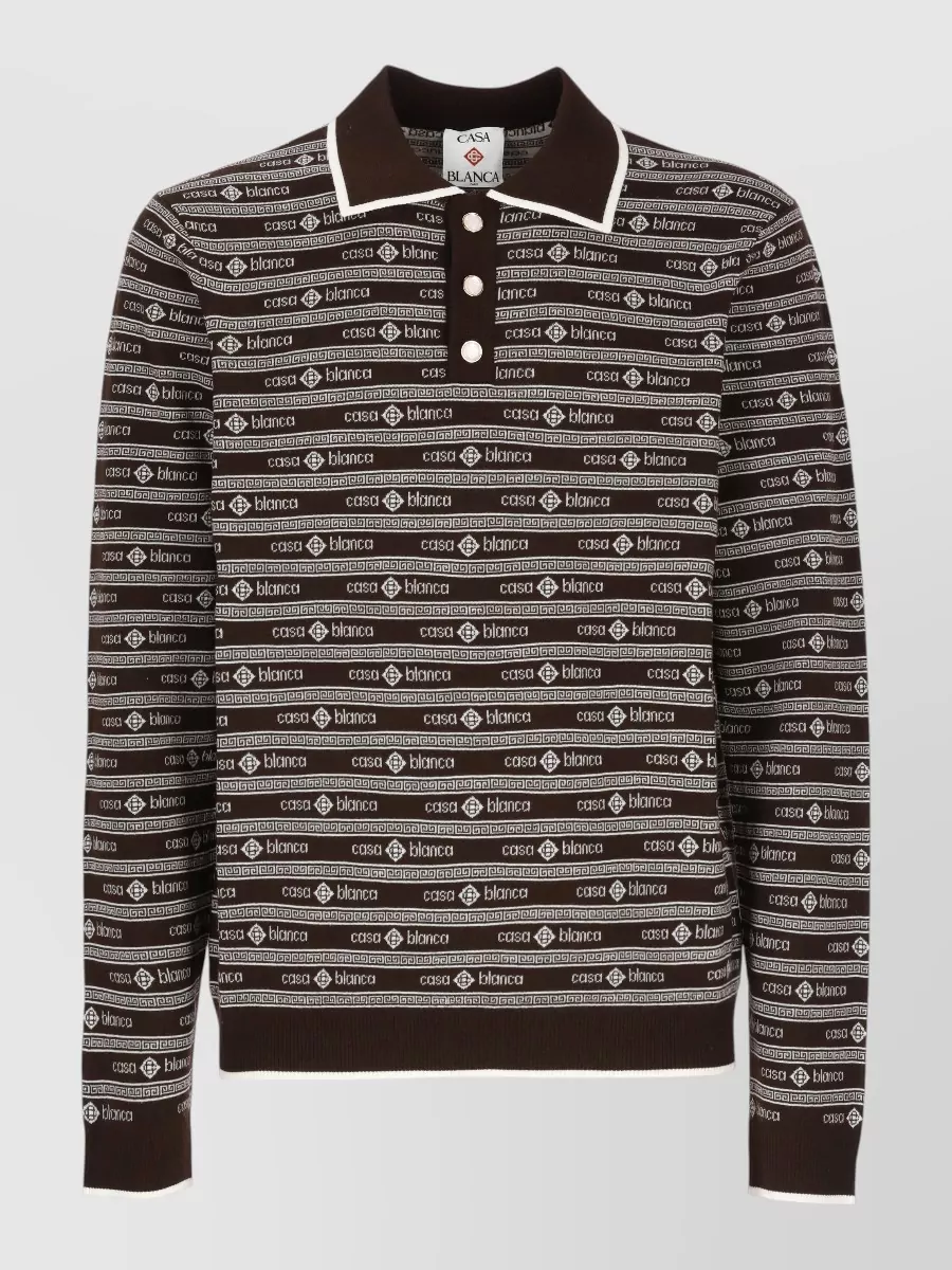 Casablanca wool logo-pattern long-sleeve polo