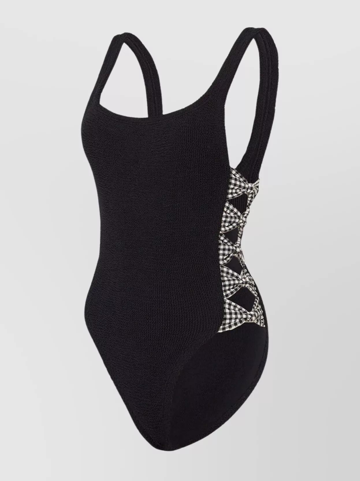 Hunza G Check Swim Bow Square Cutouts