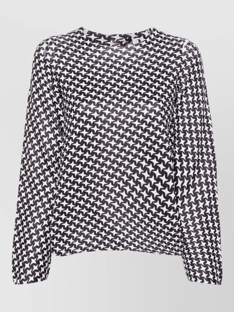 Comme des Garçons Fine ribbed star print round neck top