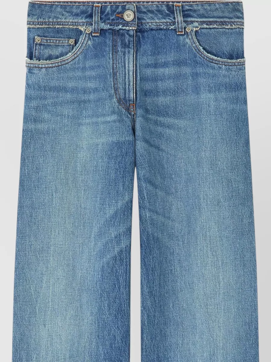 Versace High Waist Jeans Raw Cut Wide Leg