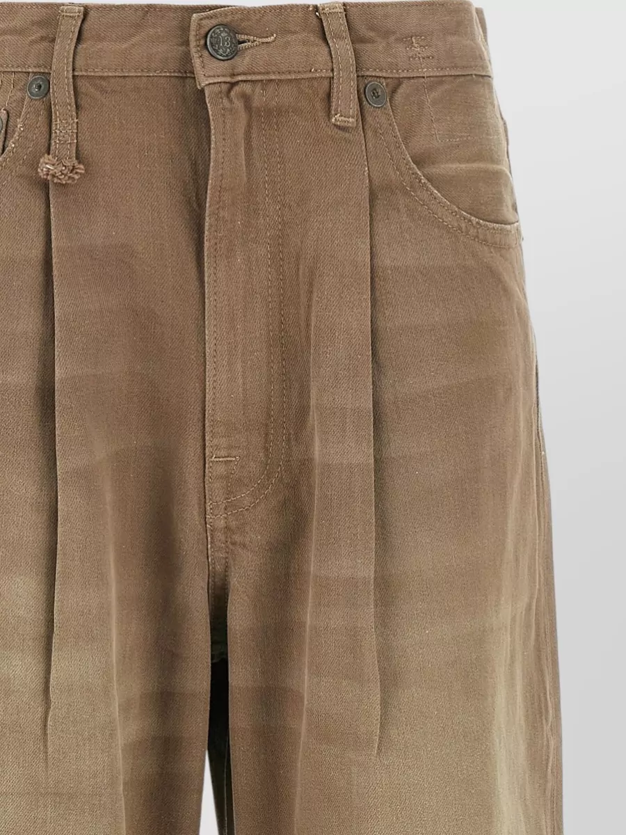 R13 Denim High-Rise Pleated Wide-Leg Jeans