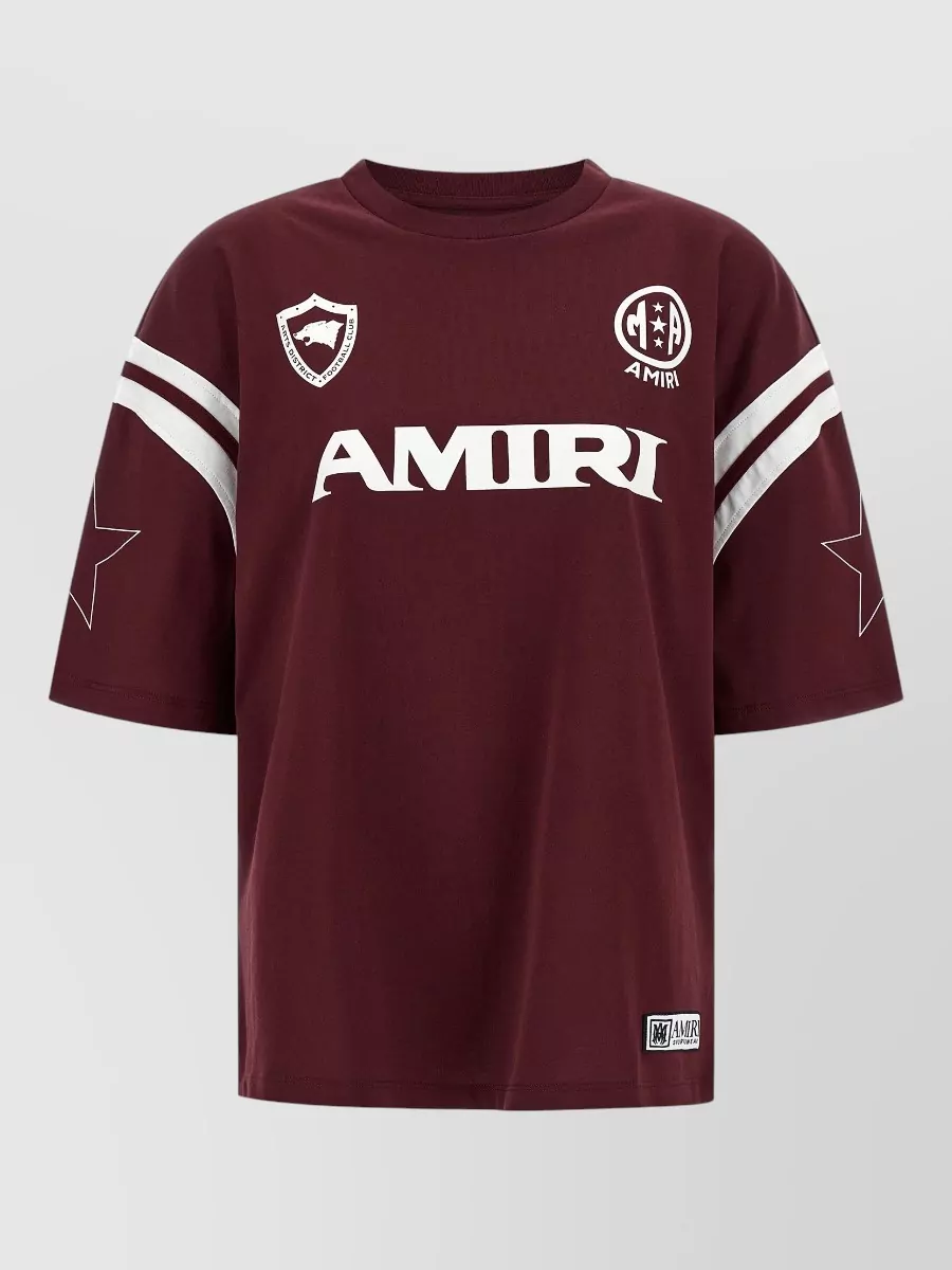 Amiri Star Detail Crew Neck Striped Sleeve T-shirt In Multi