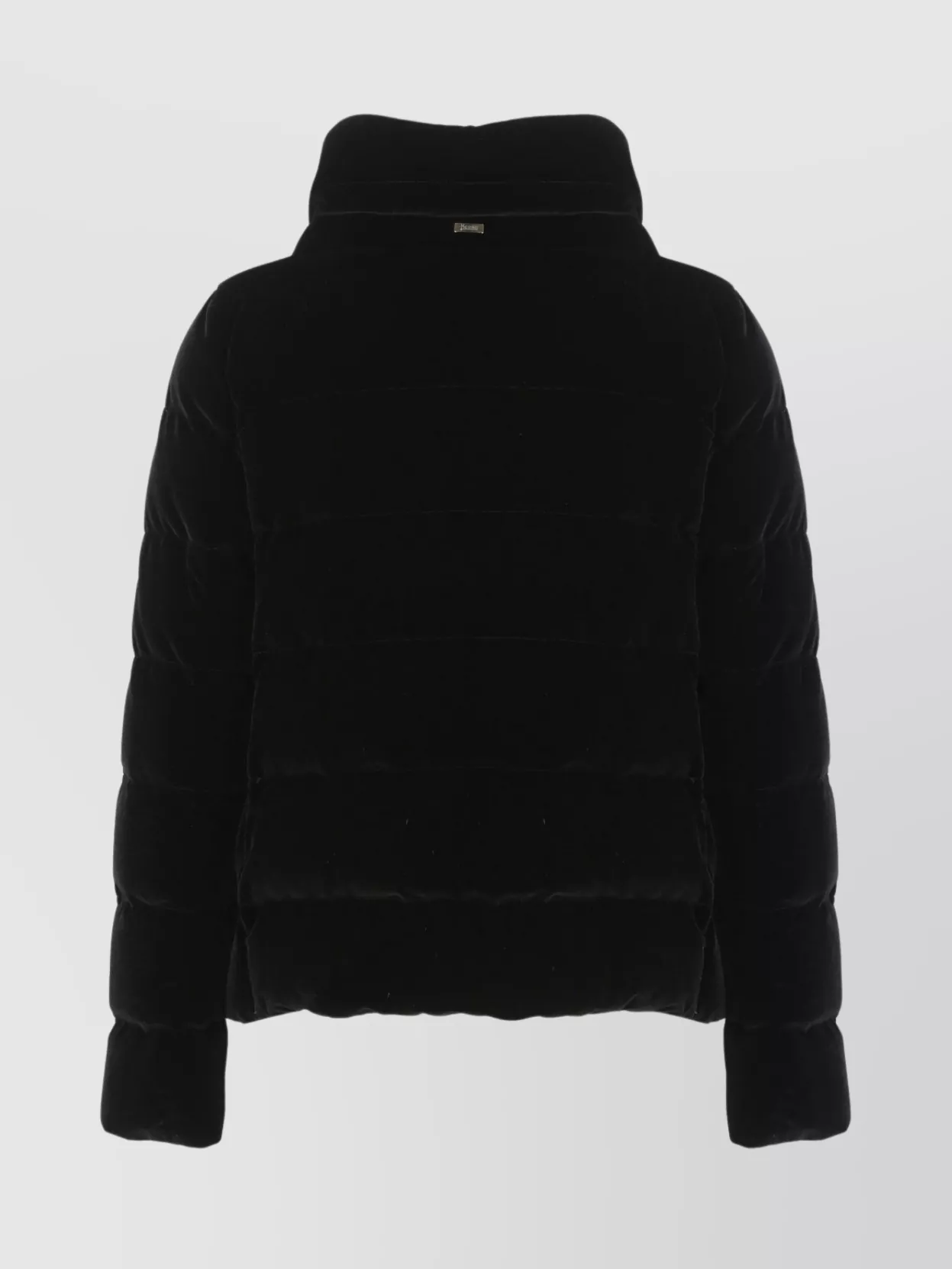 Herno Velvet Quilted Drawstring High Collar Jacket In Black
