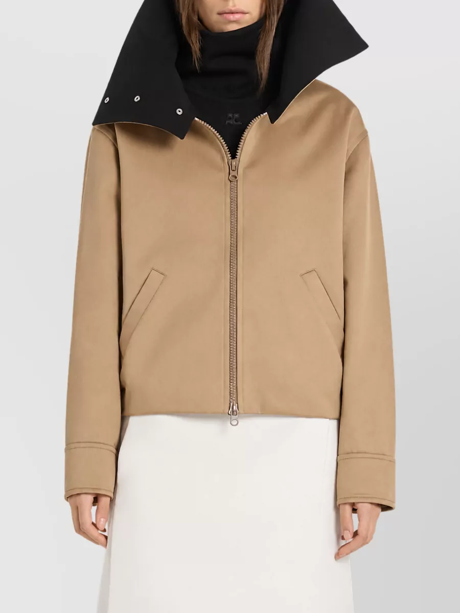 Courrèges Cotton Canvas High-Neck Oversized Jacket