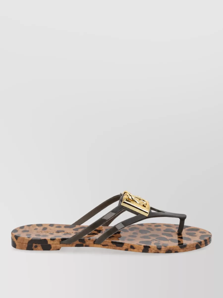 Dolce&Gabbana Logo Slides Floral Leopard Flat Sole Design