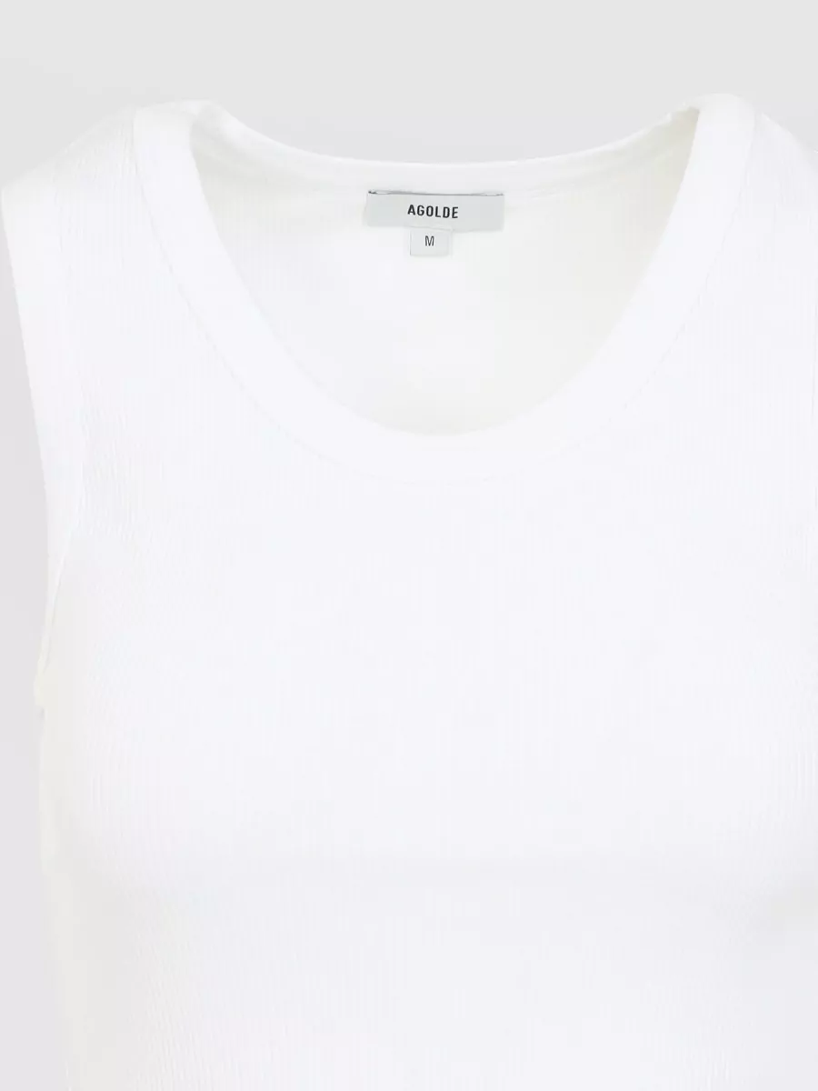 Agolde Poppy Ribbed Tank Top Round Neck In White