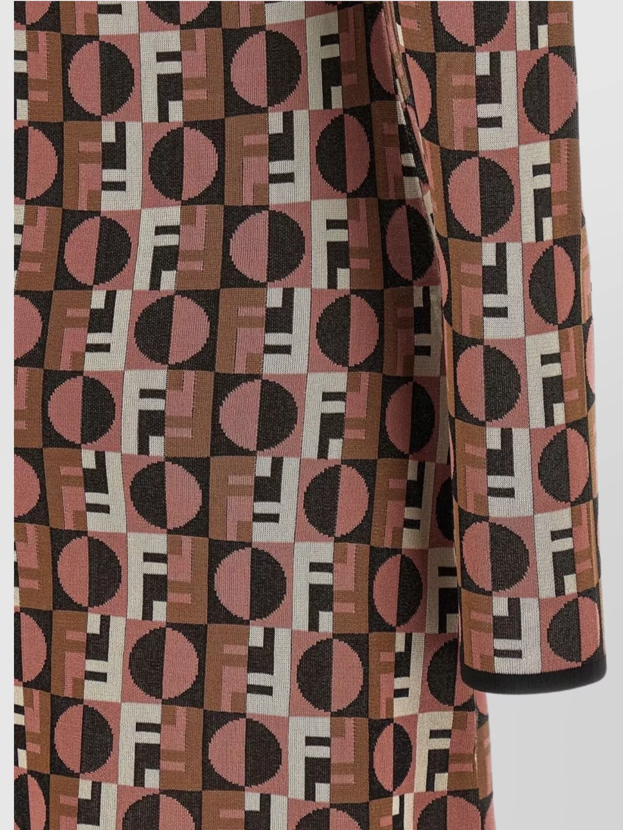 Fendi Shiny Jacquard Viscose Mini Dress With Geometric Pattern In Brown
