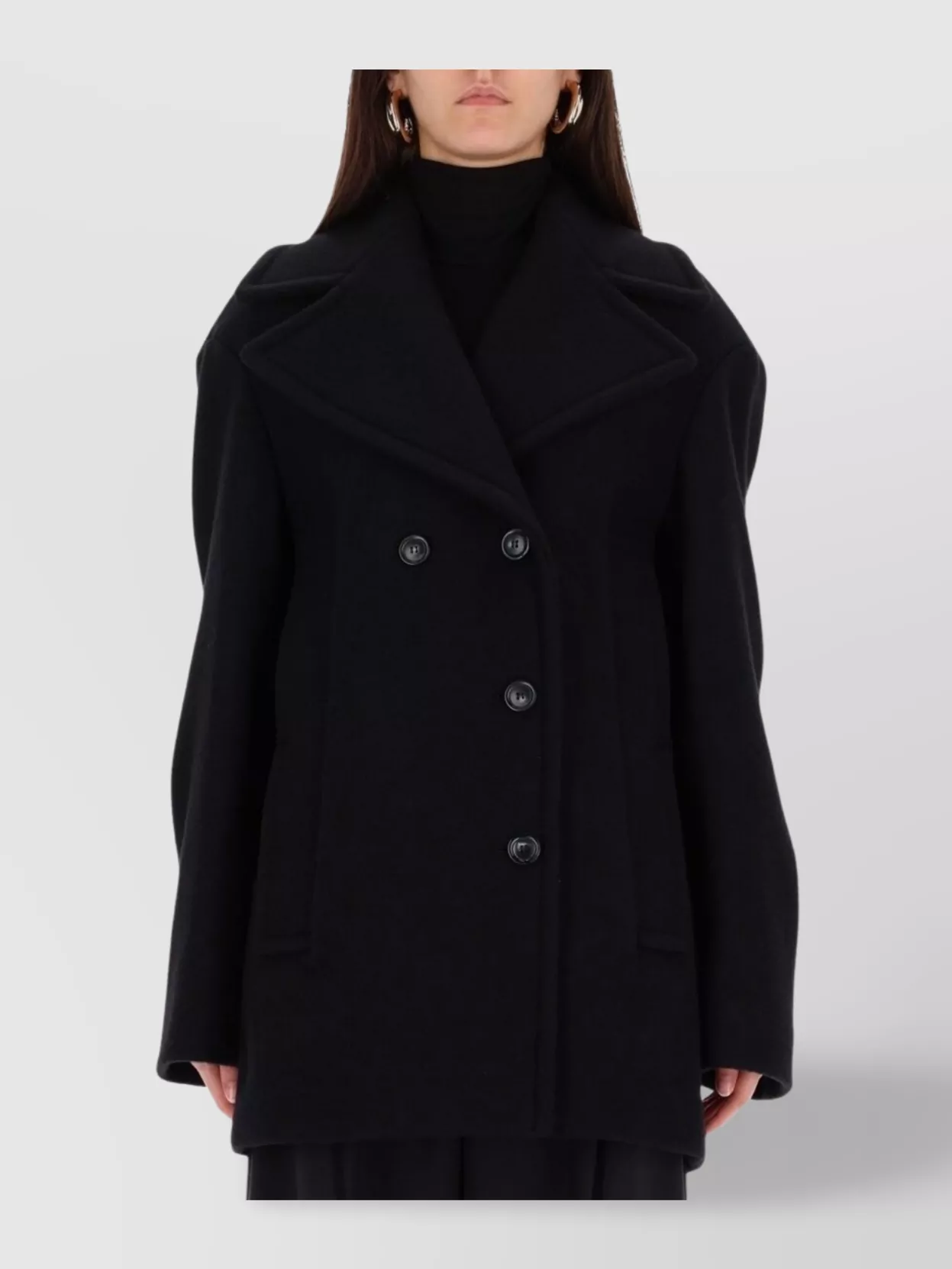 Sportmax Double-Breasted Coat Notched Lapels Long Sleeves