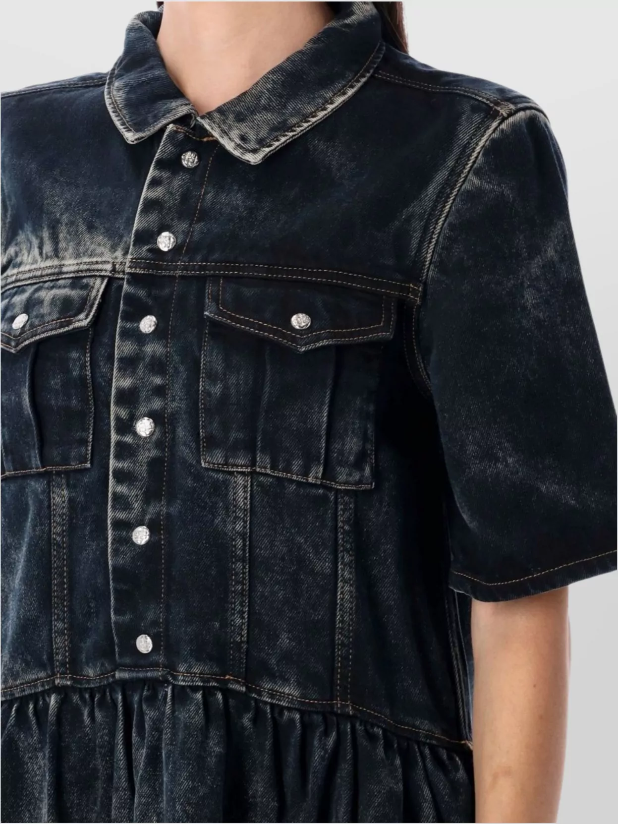 Ganni Denim Dress Chest Pockets