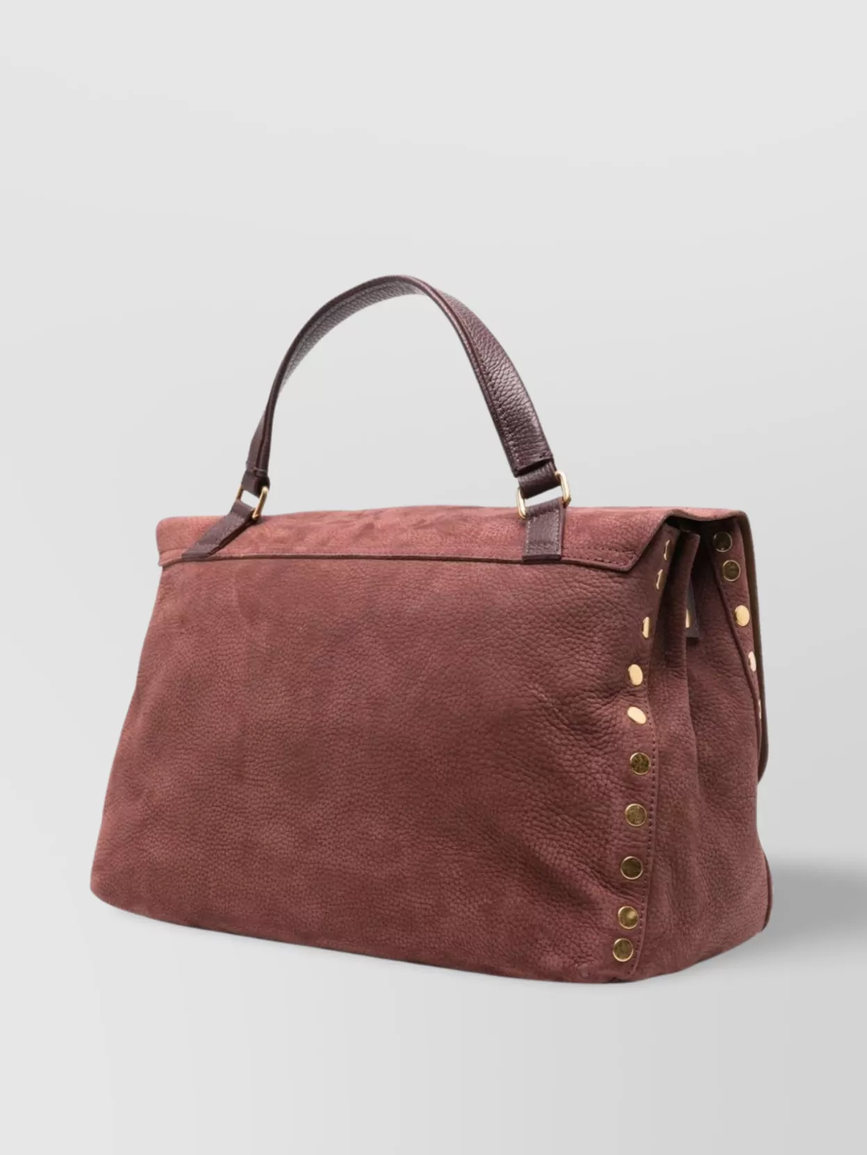 Zanellato Medium Suede Leather Handbag With Stud Embellishment