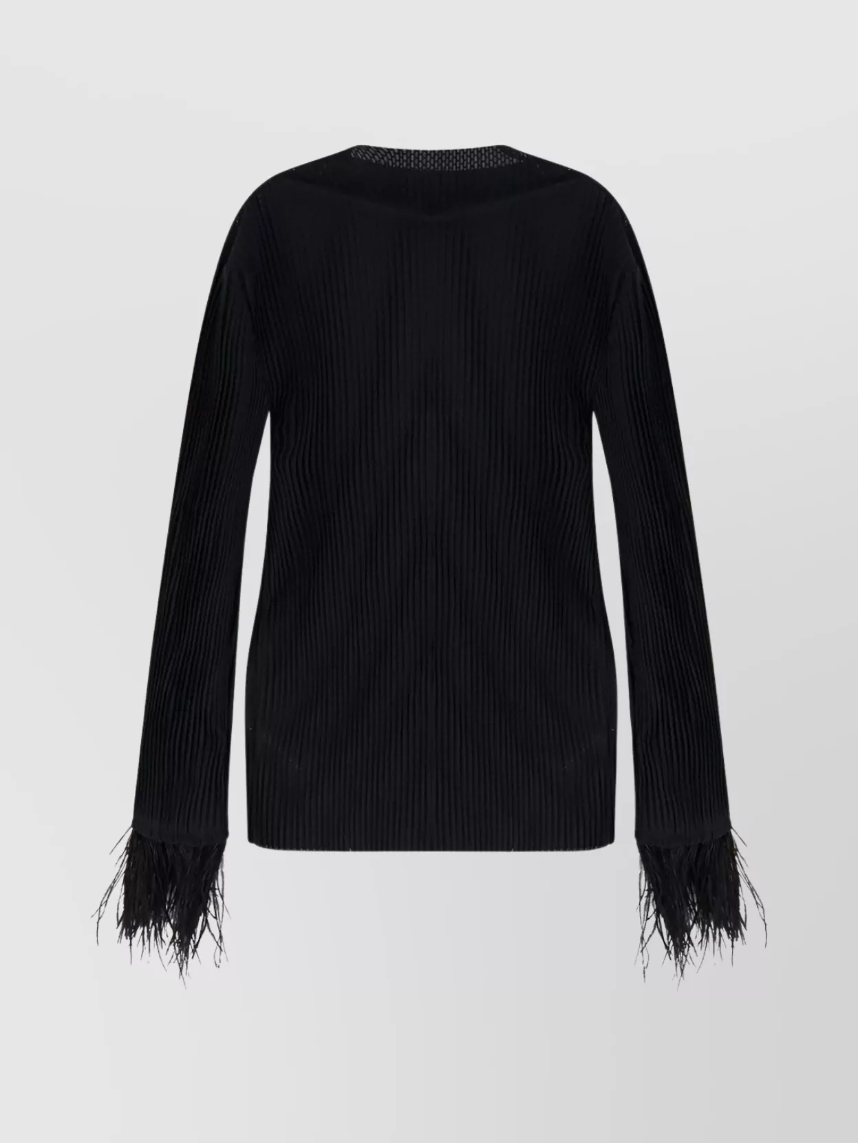 Hugo Boss Long Sleeve Knitwear Featuring Feather Cuffs In Black