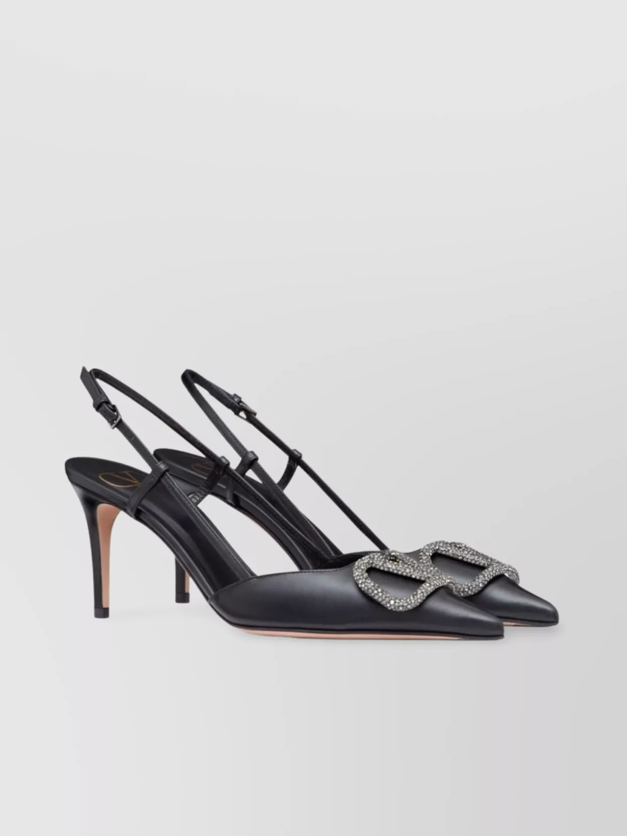 Valentino Garavani Crystal Buckle Pointed Toe Stiletto Pumps