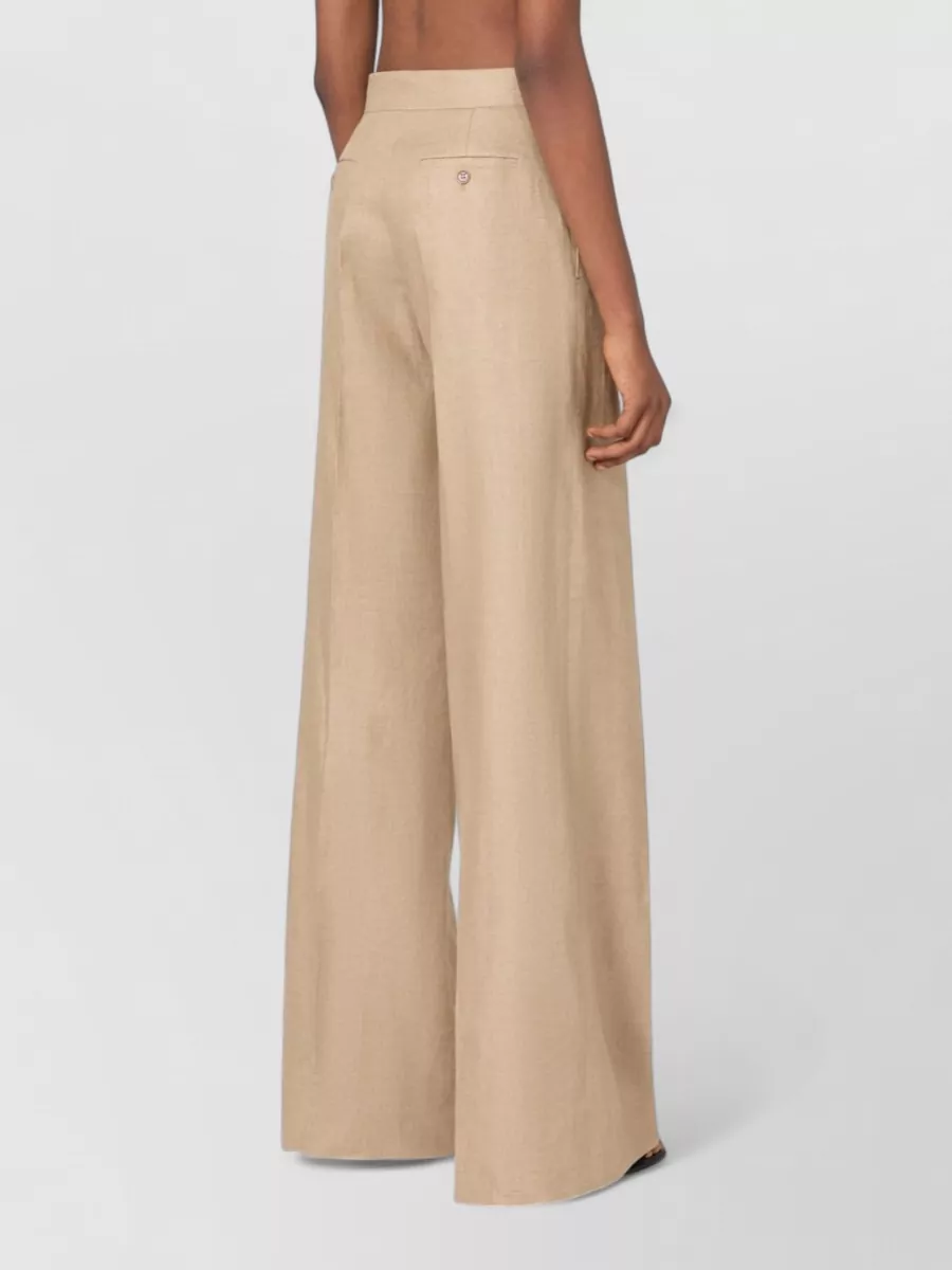 Max Mara Linen High-Rise Wide-Leg Trousers