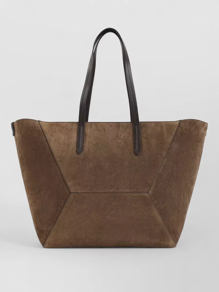 Brunello Cucinelli Duo Medium Suede Leather Tote Bag