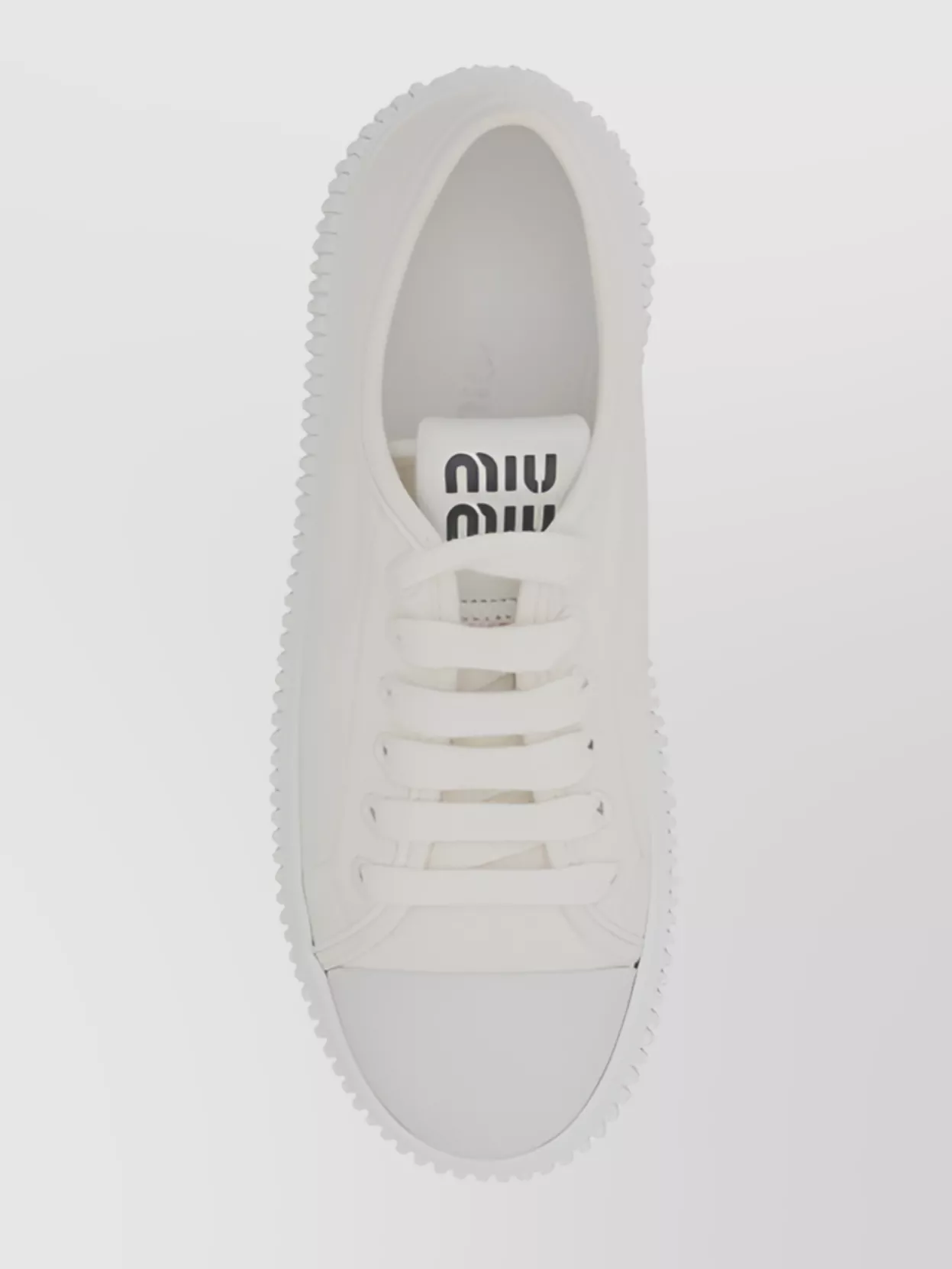 Miu Miu Lace-Up Cotton Sneakers Platform Sole