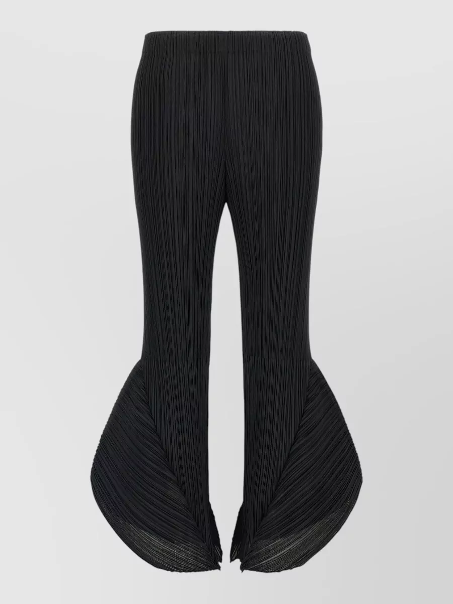 Pleats Please Issey Miyake Pleated Asymmetric Flared Trousers