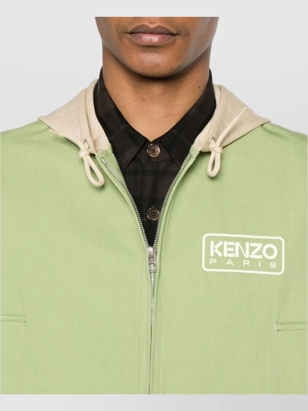 Kenzo Hooded Drawstring Hem Blazer With Ribbed Cuffs