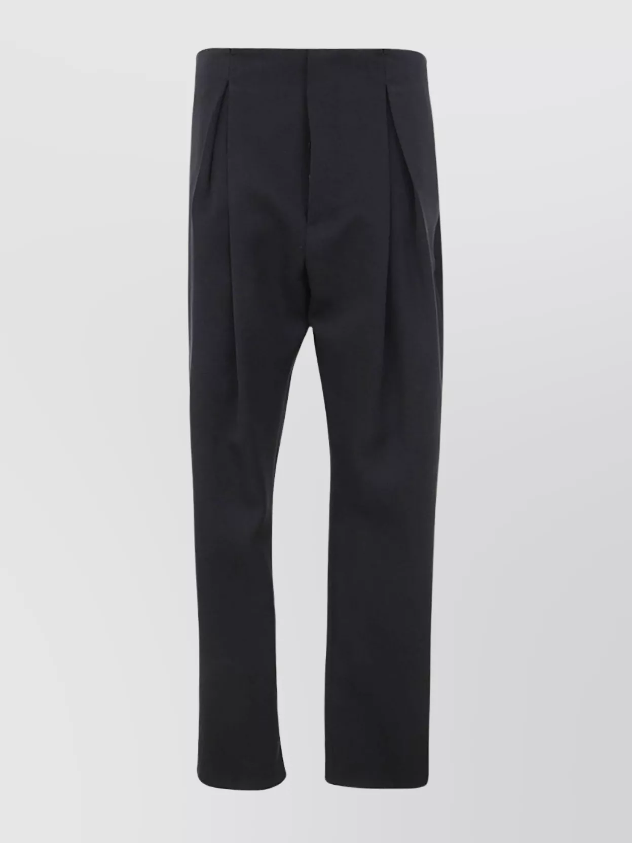 Sapio Loose Fit Wool Trousers With Flap Pockets In Blue