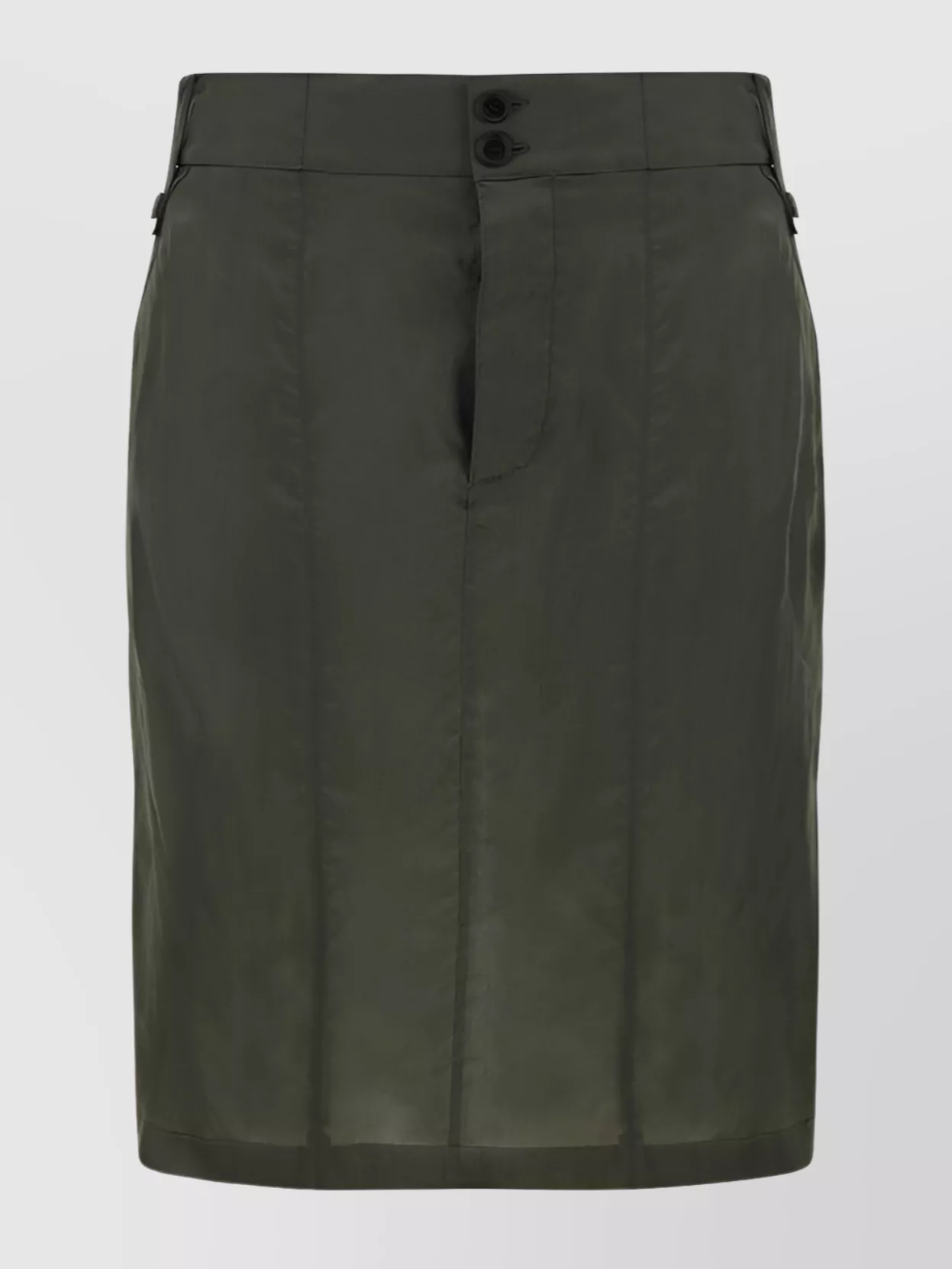 Saint Laurent Bemberg Skirt Back Slit In Green