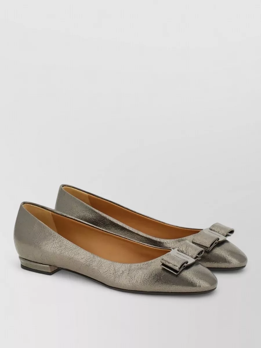 Ferragamo Metallic crackled leather ballerina flats