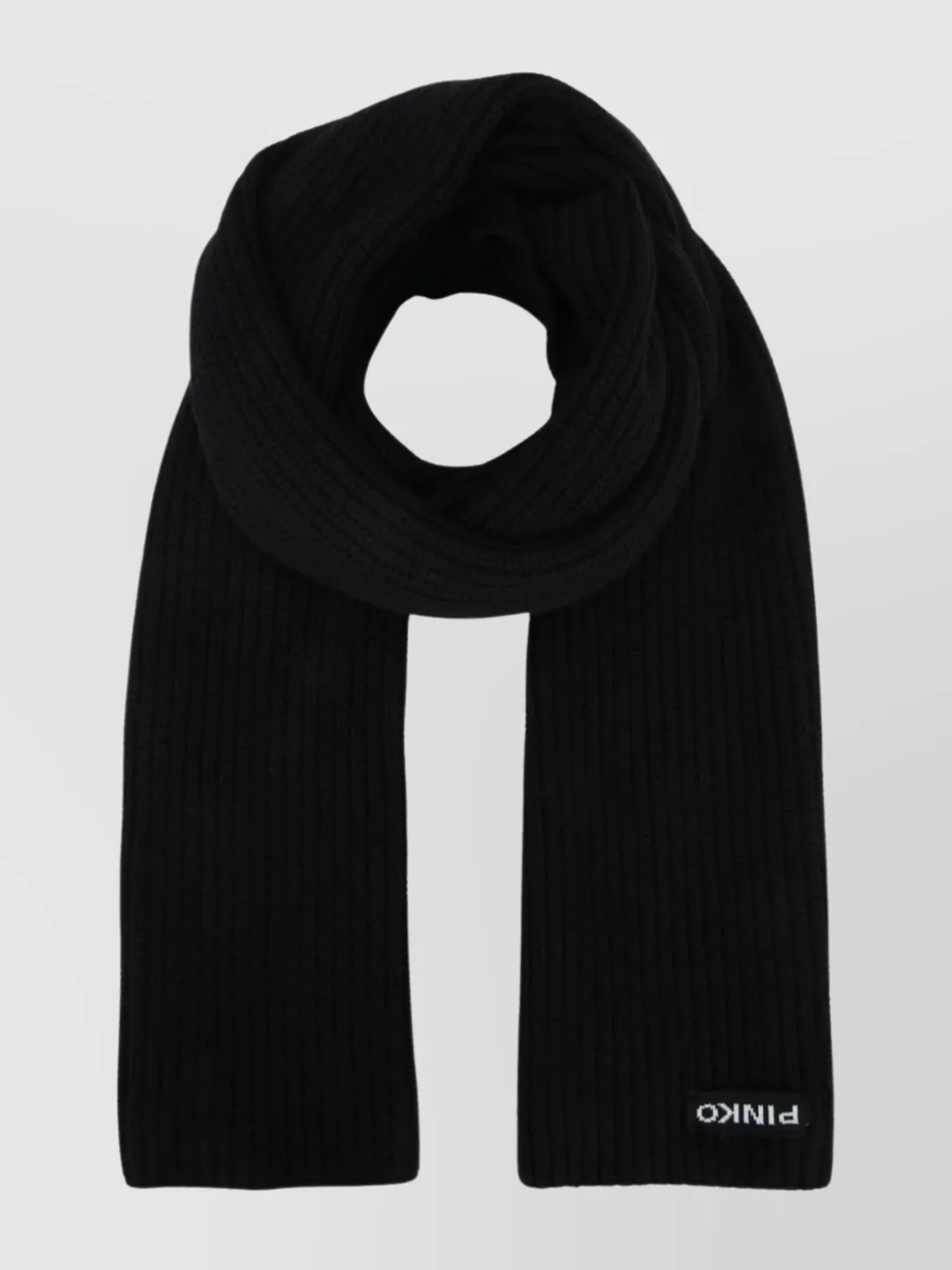 Pinko cashmere blend ribbed knit scarf