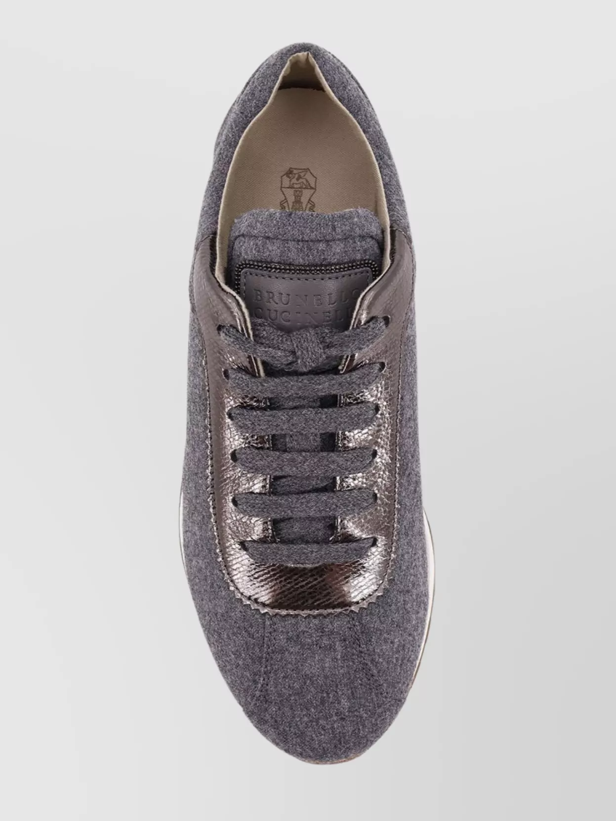 Brunello Cucinelli Low-Top Wool Flannel Sneakers Leather Profiles
