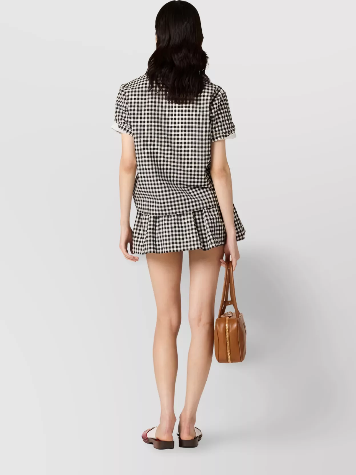 Miu Miu Checkered Short Sleeve Top