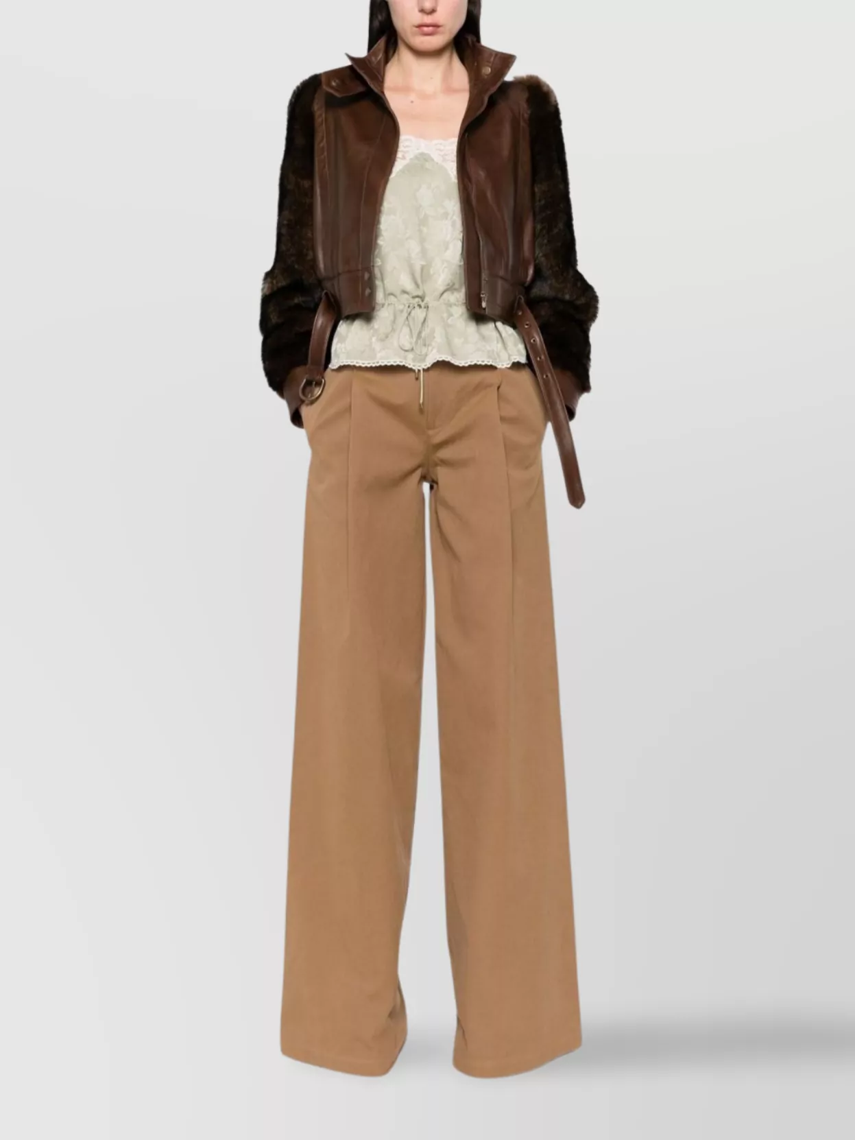 Chloé High-rise And Wide-leg Cotton Canvas Trousers Clothing In Brown