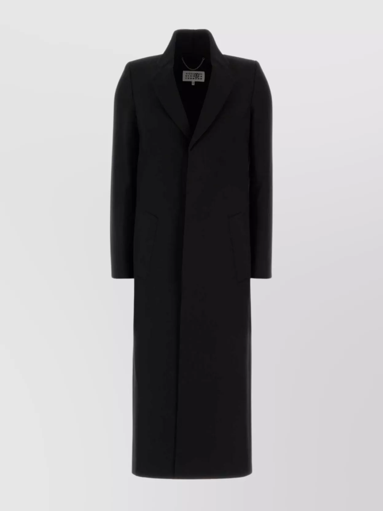 Mm6 Maison Margiela Longline Wool Coat Notched Lapels In Black