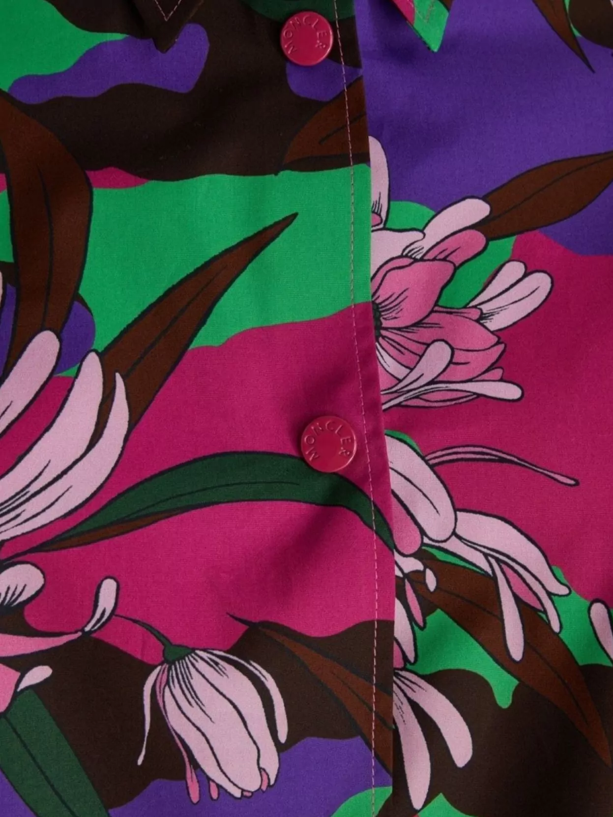 Moncler Cropped Cotton Shirt With Multicoloured Floral Print