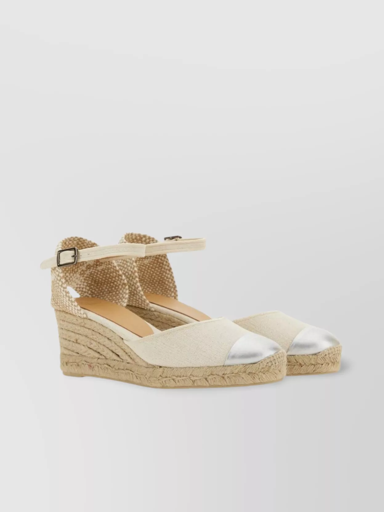 Castaner Wedge Espadrille With Metallic Toe Cap