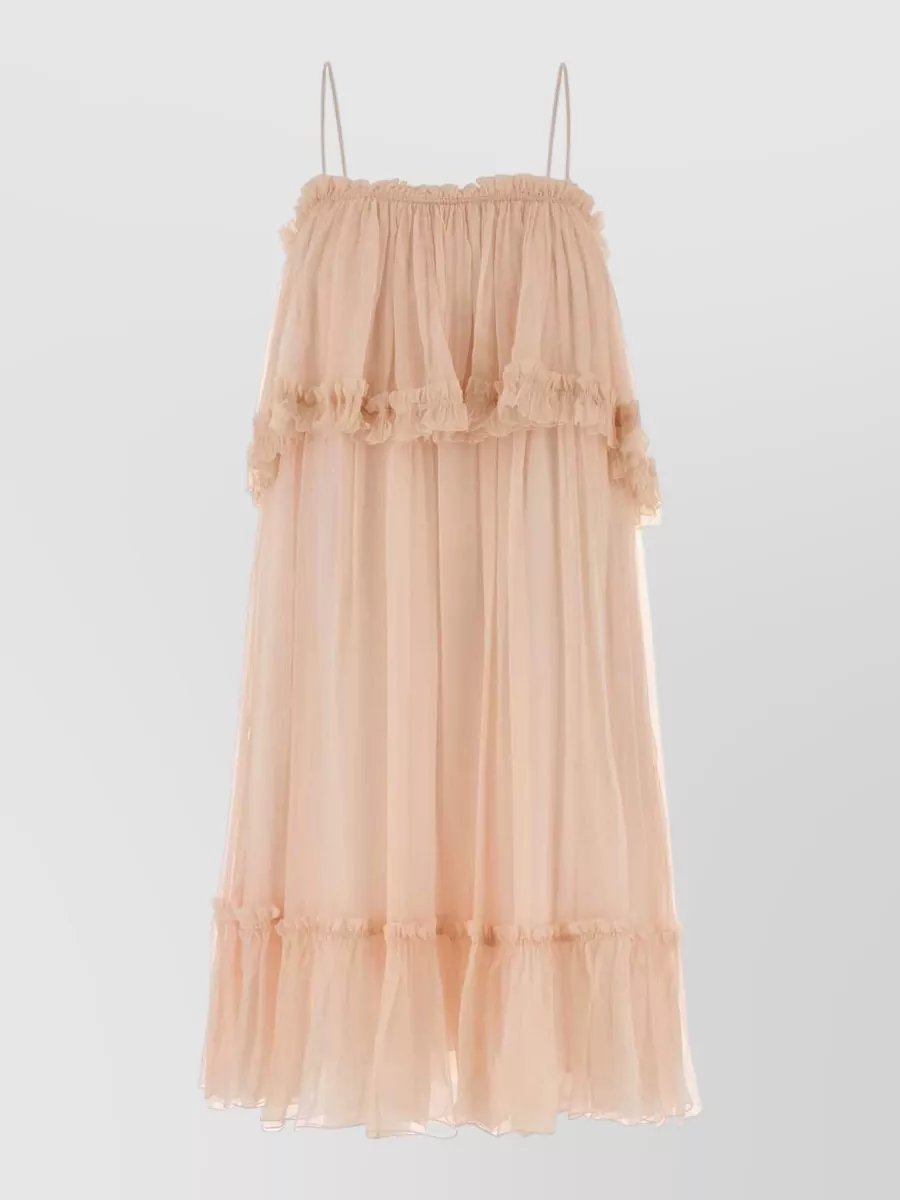 Chloé silk ruffled spaghetti-strap mini dress