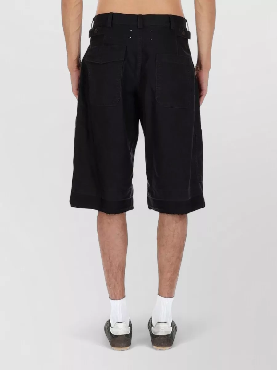 Maison Margiela Knee Length Frayed Hem Shorts With Pockets
