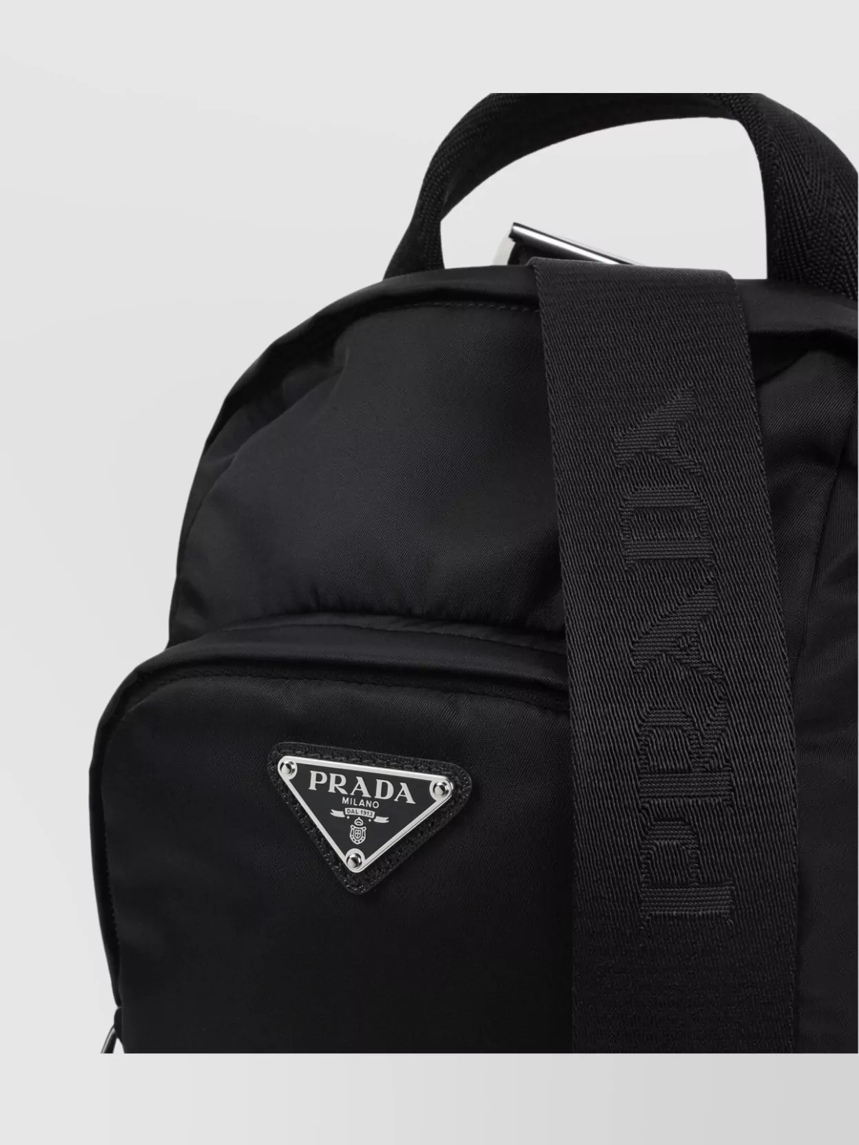 Prada Backpack With Padded Back And Front Zipped Pockets